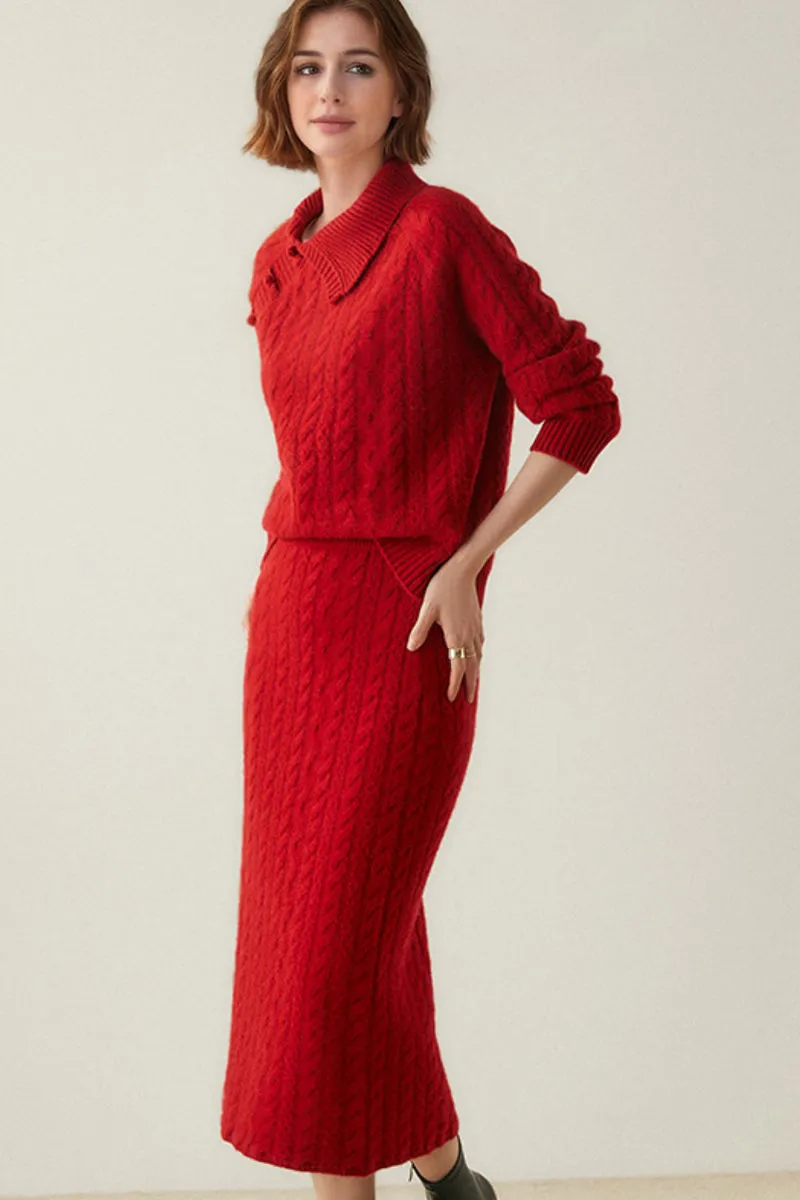 Luxe 100 Cashmere Pullover Sweater with Asymmetrical Collar