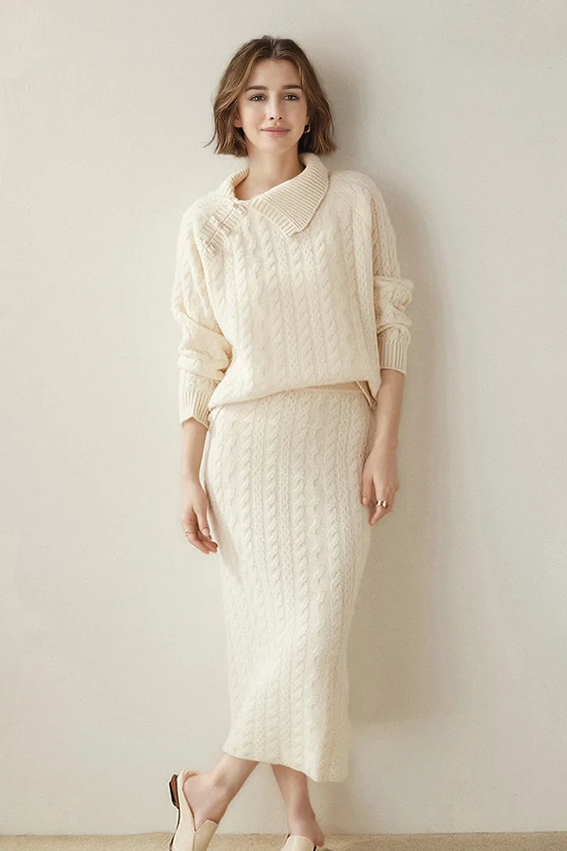 Luxe 100 Cashmere Pullover Sweater with Asymmetrical Collar