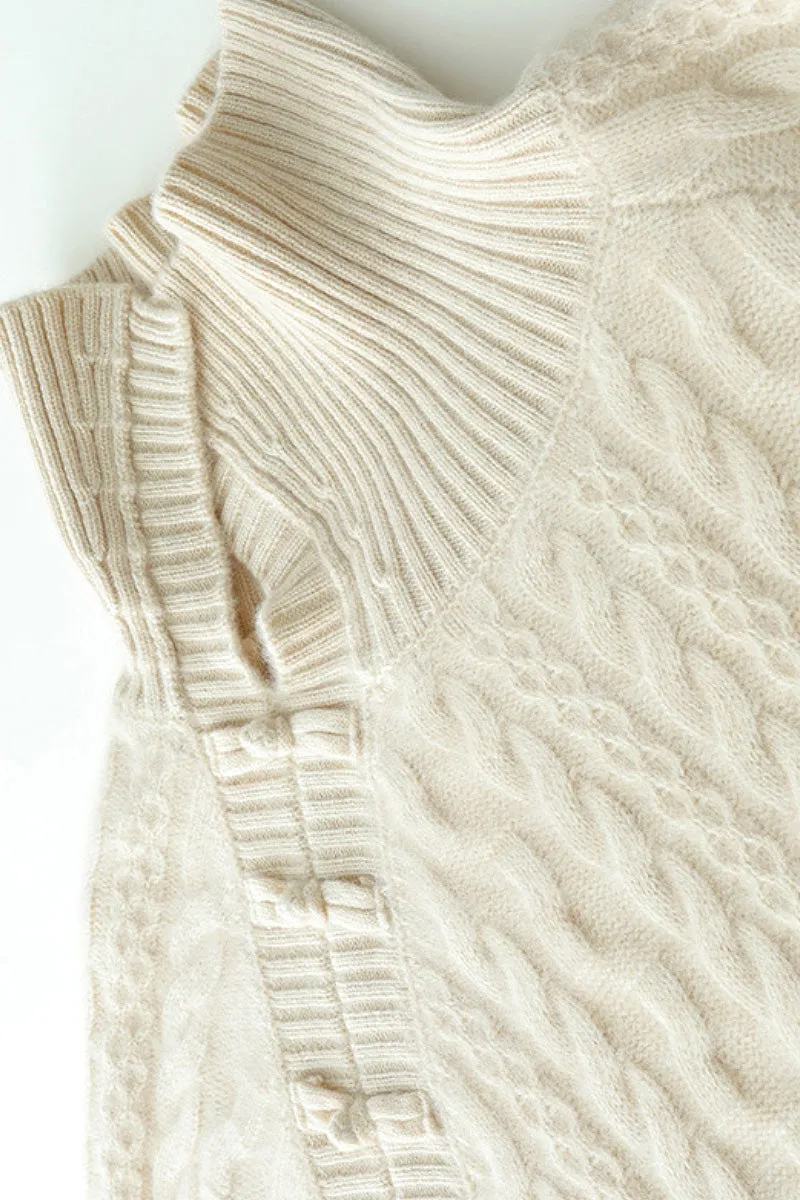 Luxe 100 Cashmere Pullover Sweater with Asymmetrical Collar