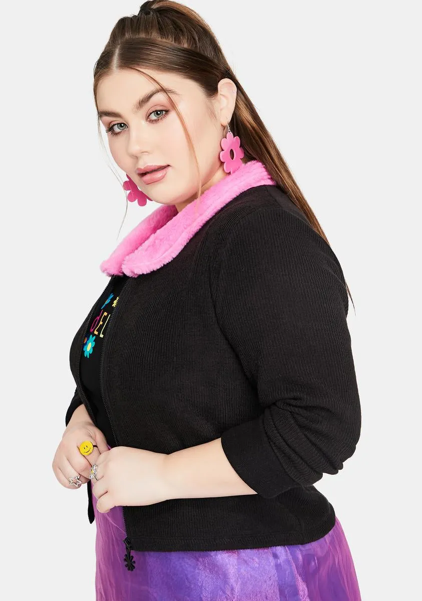 Luxe Caught On Camera Zip-Up Sweater