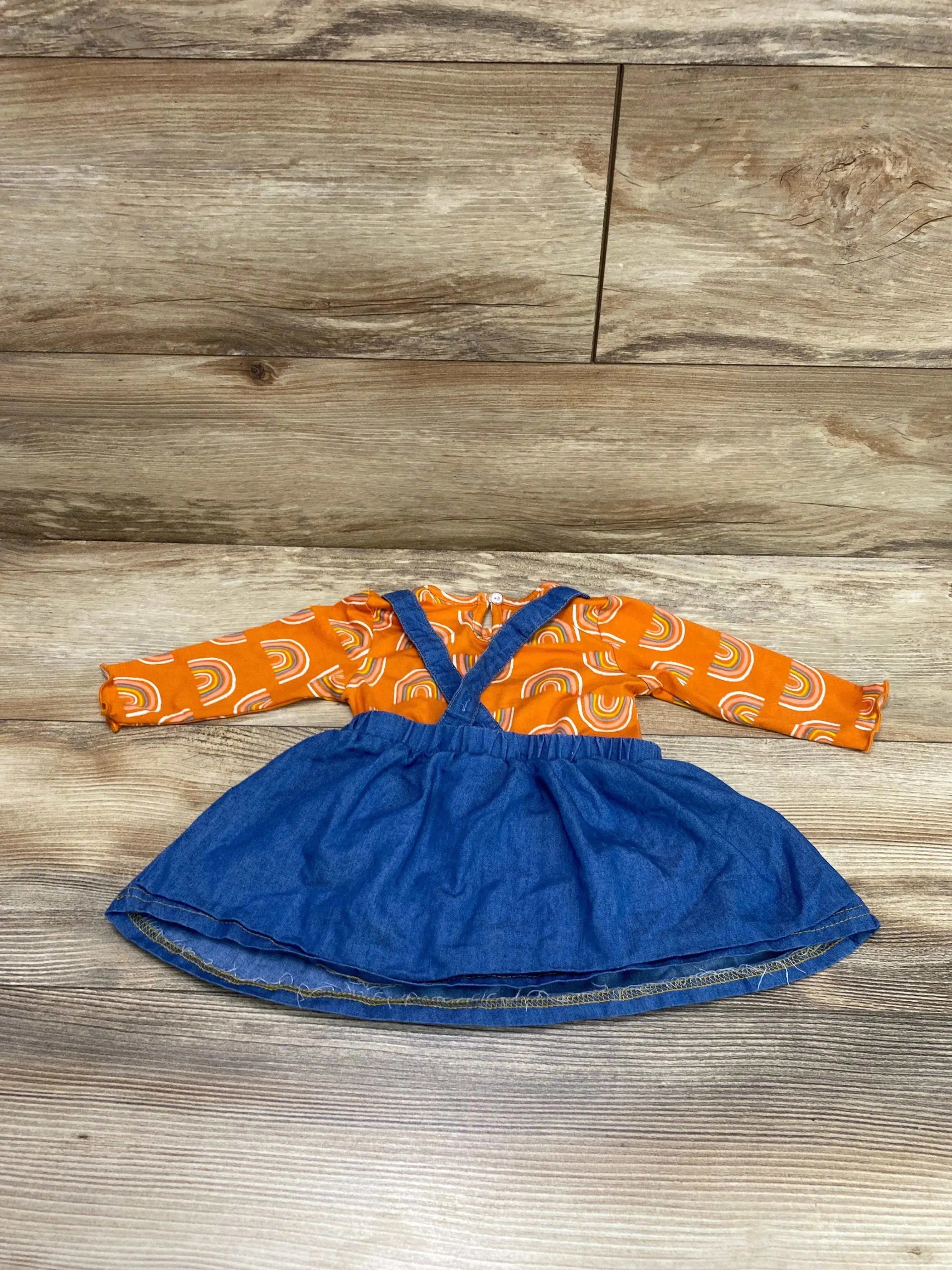Madison Layne 2pc Rainbow Bodysuit & Skirtall Orange sz 6-9m