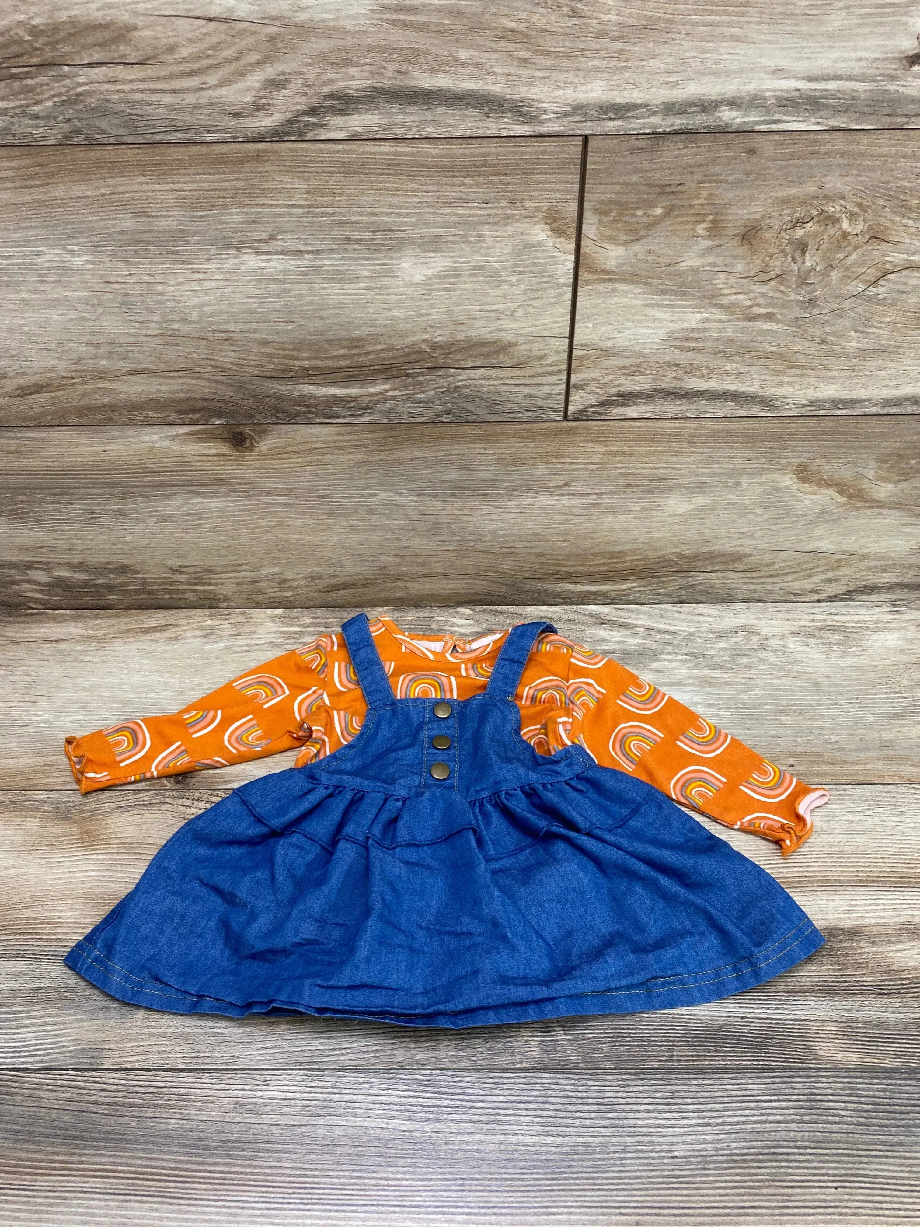 Madison Layne 2pc Rainbow Bodysuit & Skirtall Orange sz 6-9m