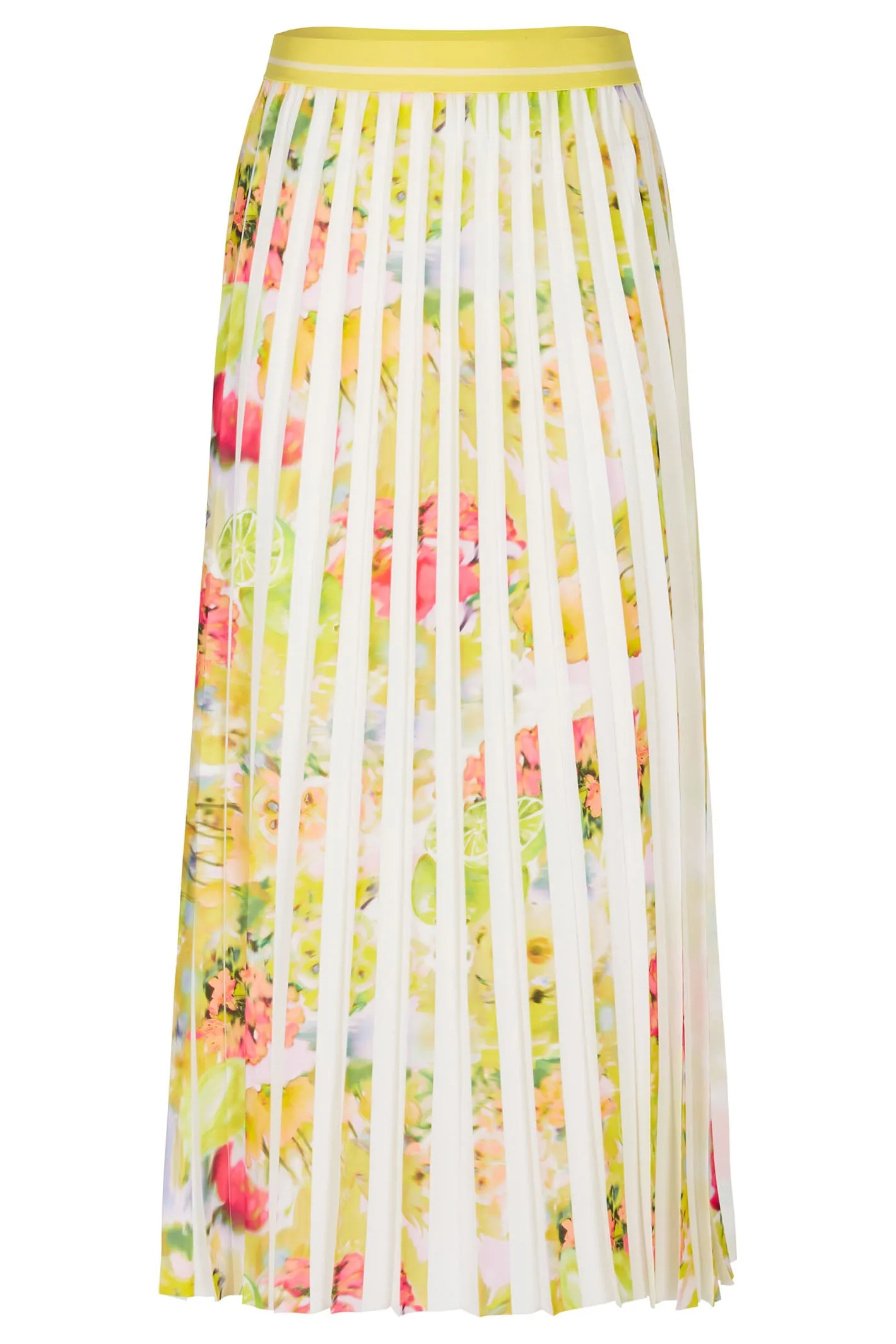 Marc Cain Collection WC 71.11 W36 Pale Lemon Pleat Midi Skirt