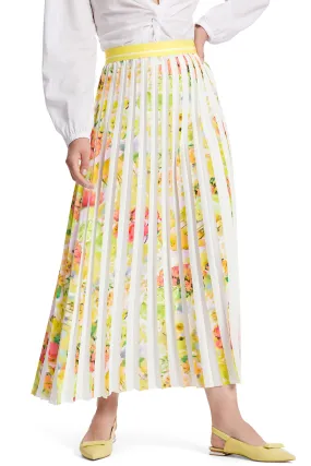 Marc Cain Collection WC 71.11 W36 Pale Lemon Pleat Midi Skirt
