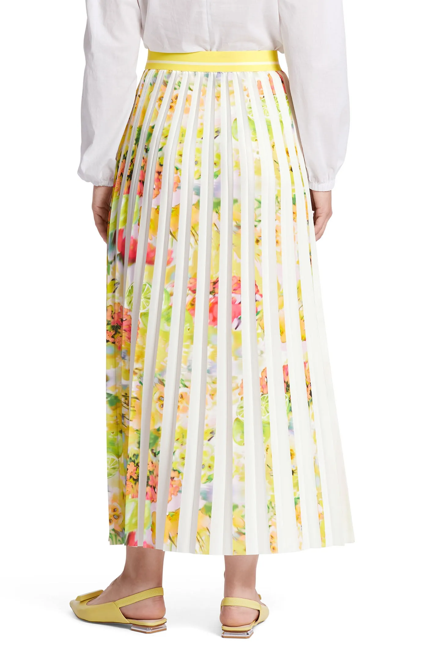 Marc Cain Collection WC 71.11 W36 Pale Lemon Pleat Midi Skirt