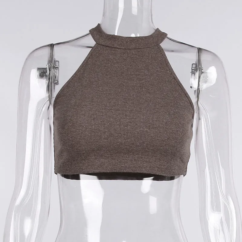 MB FASHION Ribbed Halter Crop Top with Oversized Sweater Set 1065R