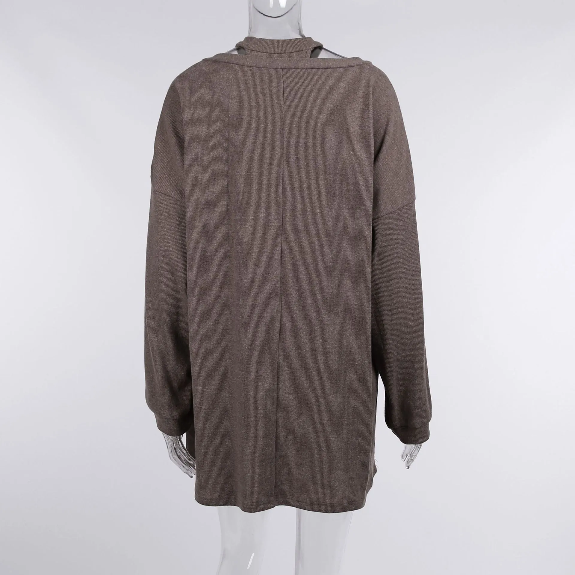 MB FASHION Ribbed Halter Crop Top with Oversized Sweater Set 1065R