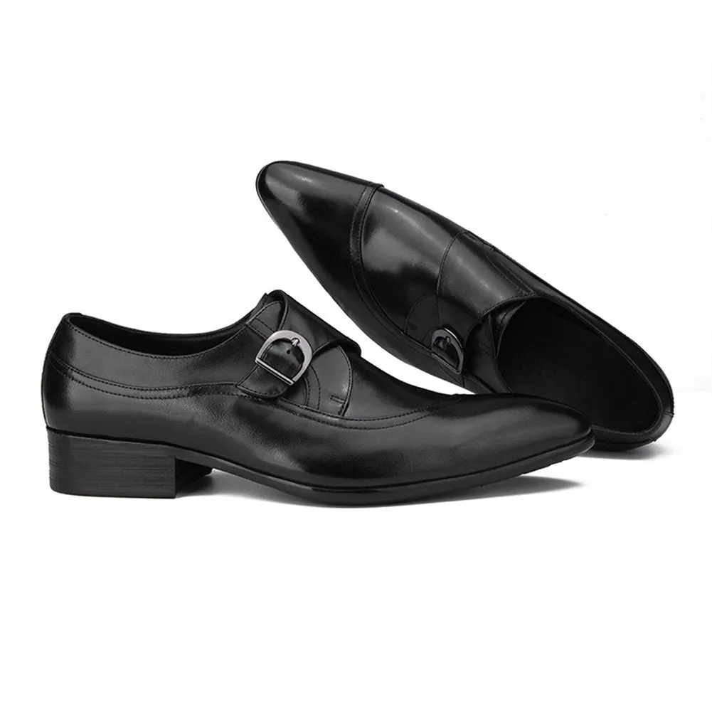 Men Pointed Monk Strap Formal Shoes