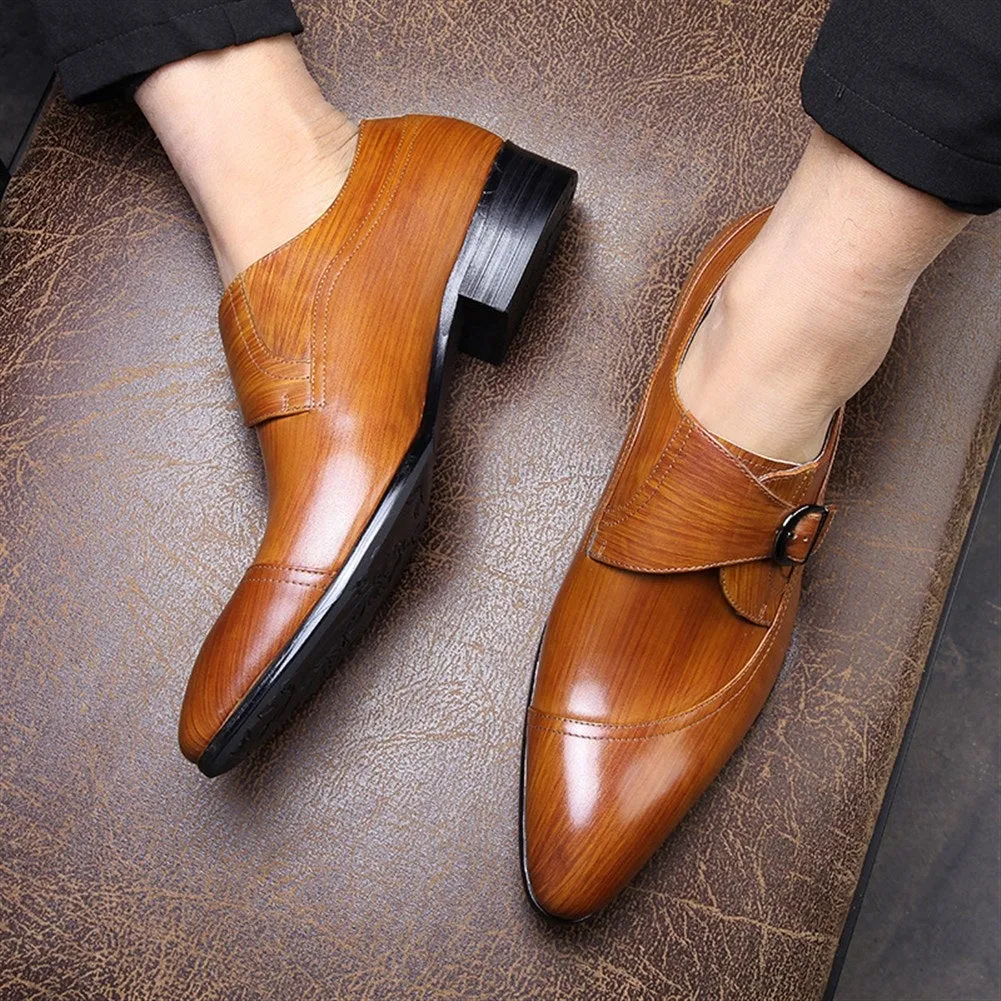 Men Pointed Monk Strap Formal Shoes