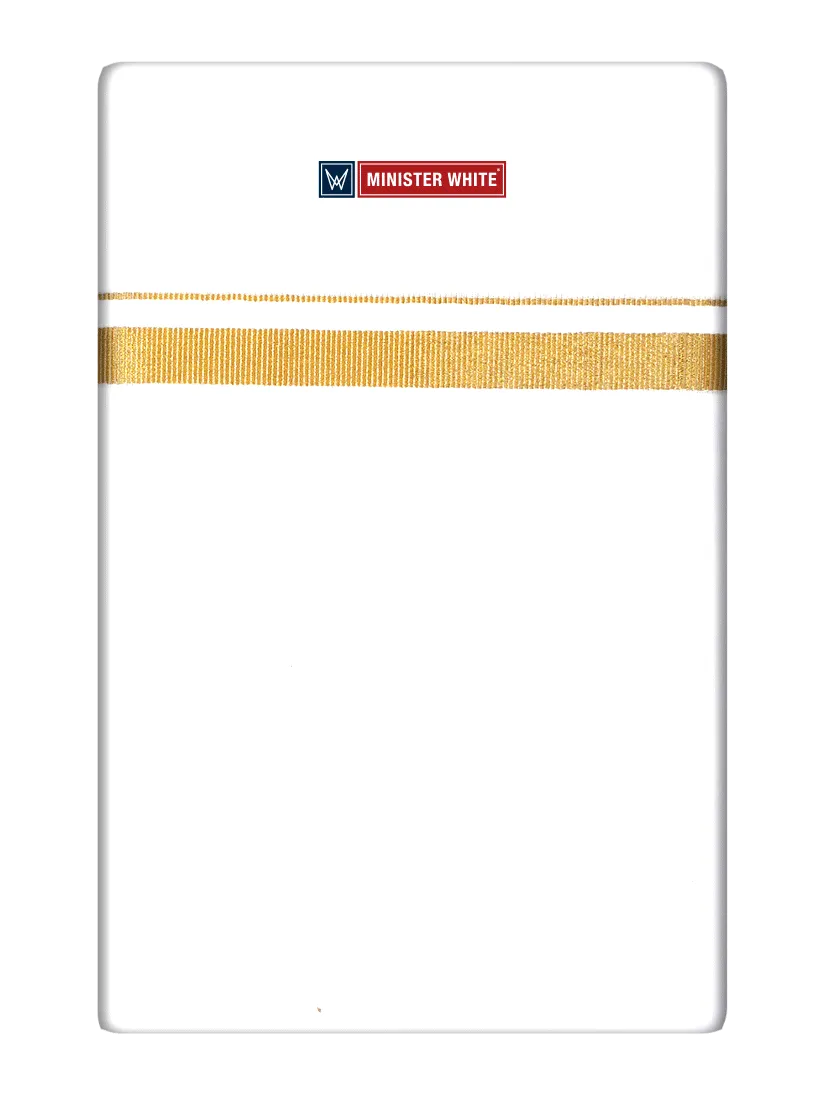 Mens Cotton White Double Layered Dhoti with 1/2" Gold Jari Border - Glow 1/2