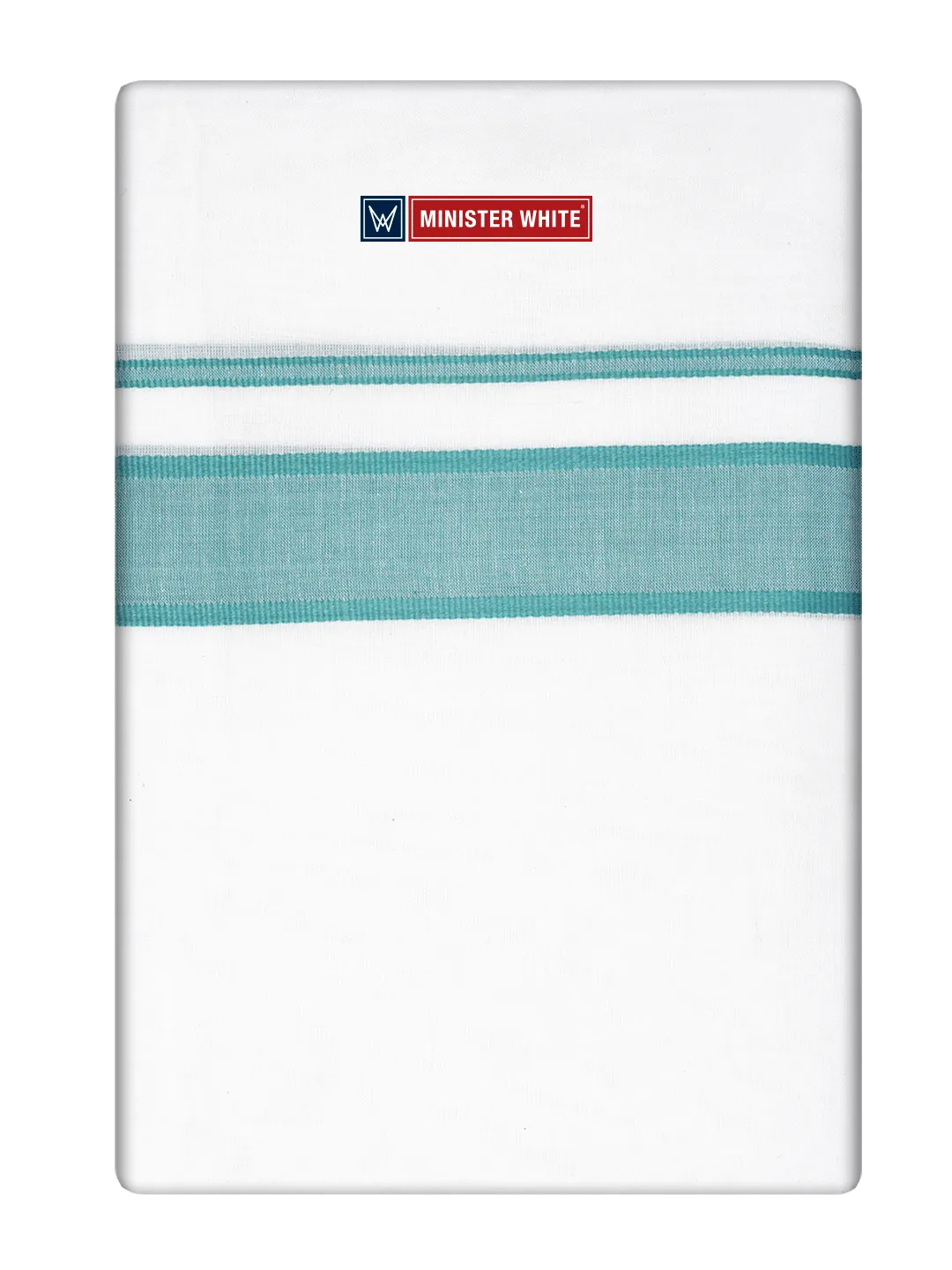 Mens Cotton White Double Layered Dhoti with See Green Fancy Kara - Empuran
