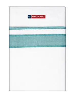 Mens Cotton White Double Layered Dhoti with See Green Fancy Kara - Empuran