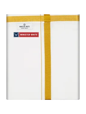 Mens Cotton White Double Layered with Gold Jari Velcro Pocket Dhoti - Energy