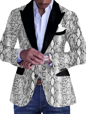 Men's Snakeskin Print Single Breasted Vintage Blazer