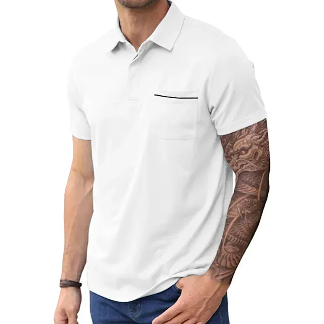 Men's Summer Comfortable Solid Color Pocket Lapel Shirt