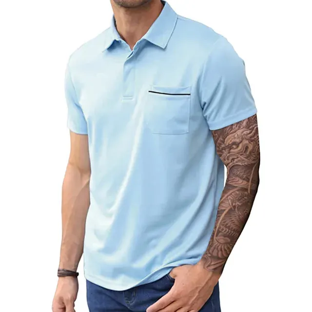 Men's Summer Comfortable Solid Color Pocket Lapel Shirt