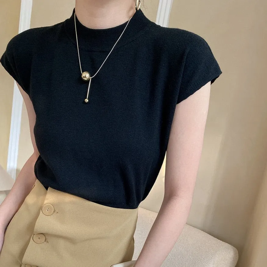 Miyo Casual Smock Neck Knit Top