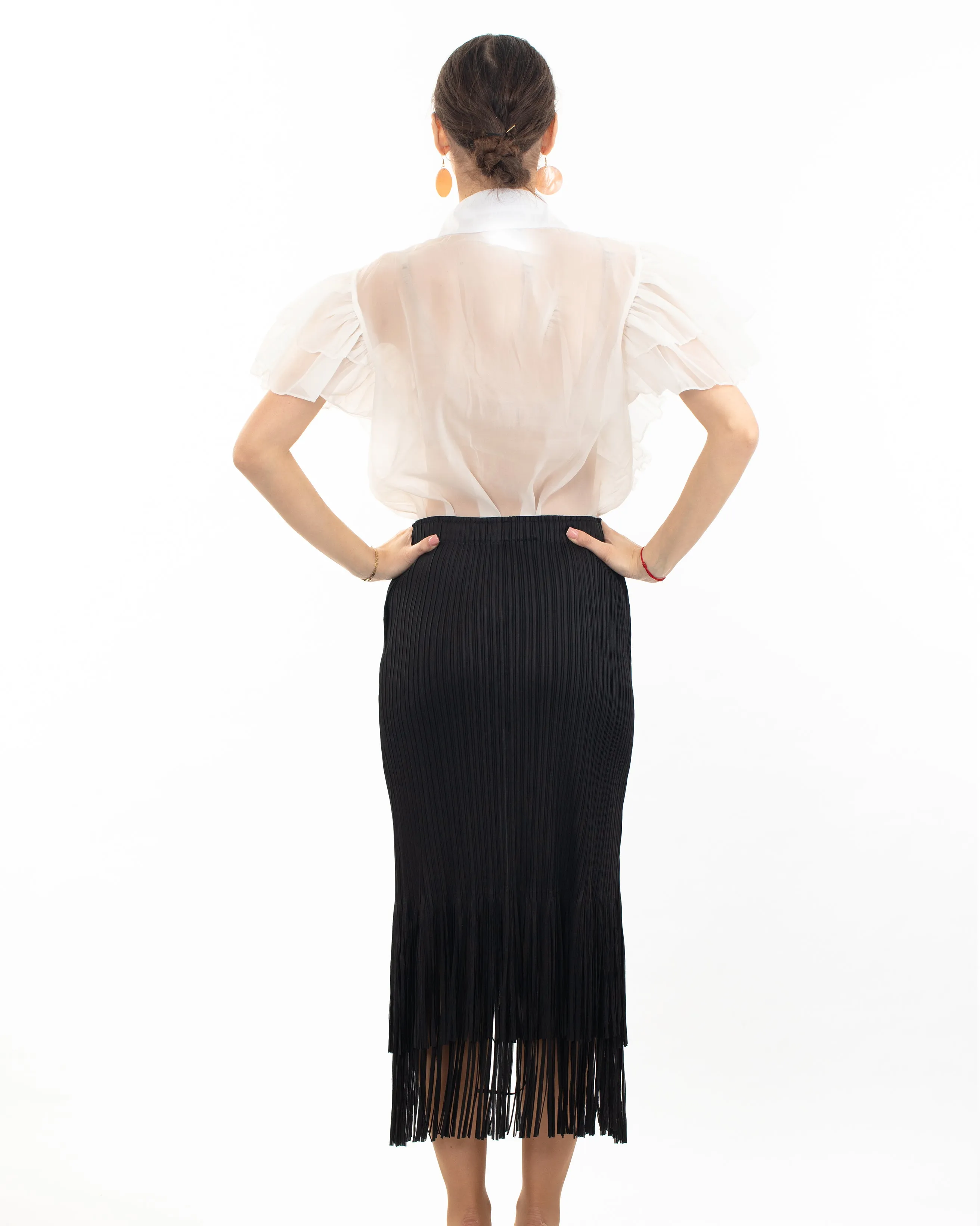 Multi Ruffle Layer design Blouse in White color