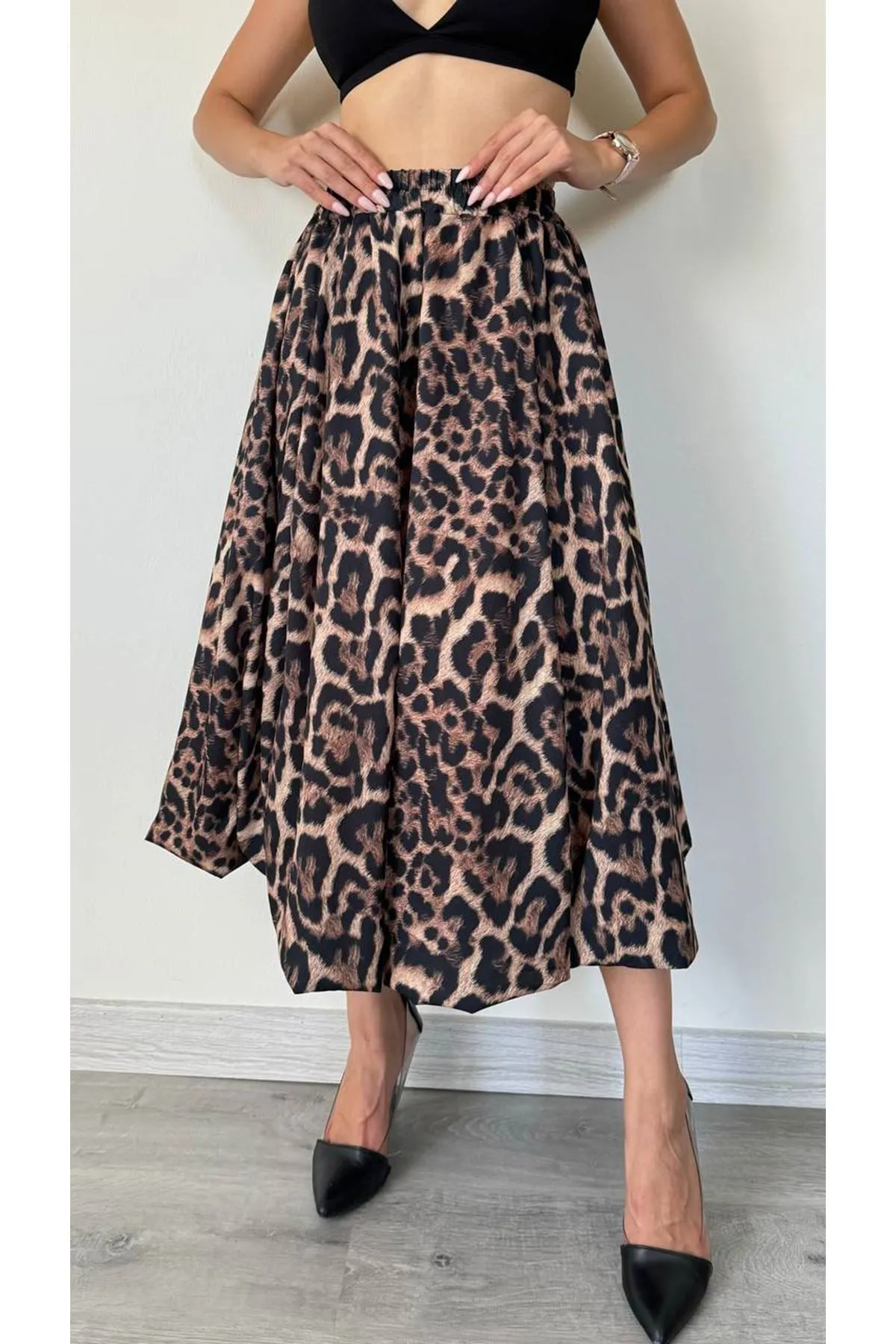 MXM Women Leopard Print Pleated Midi Skirt - Modern and Stylish Design - Vasylkiv