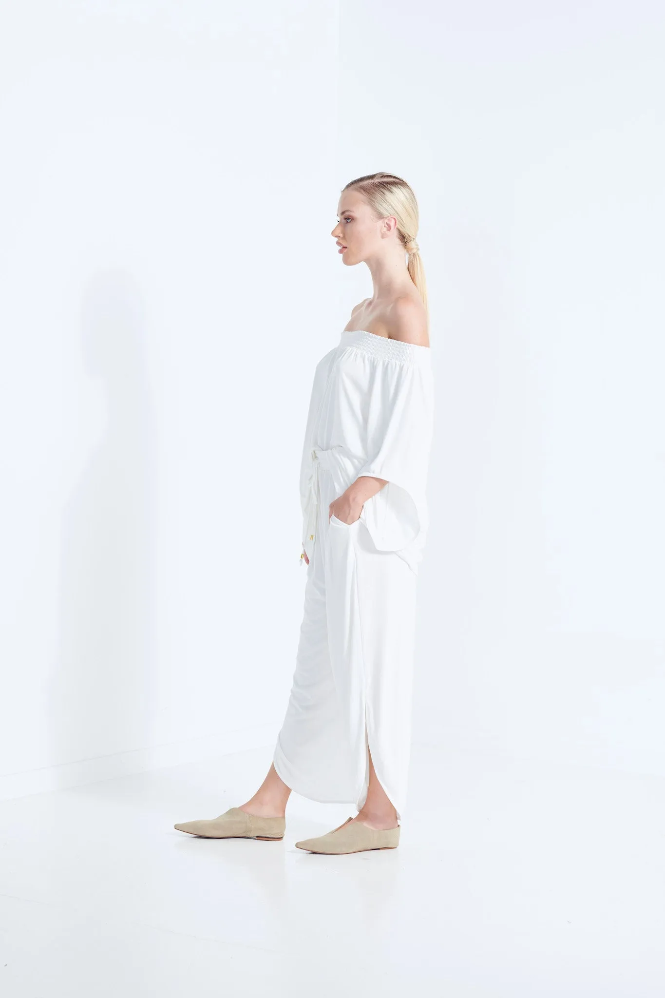 Naevia Off the Shoulder Top - White Dew