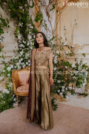 New Pakistani Bridal Dress in Jacket Pants Style #BS544