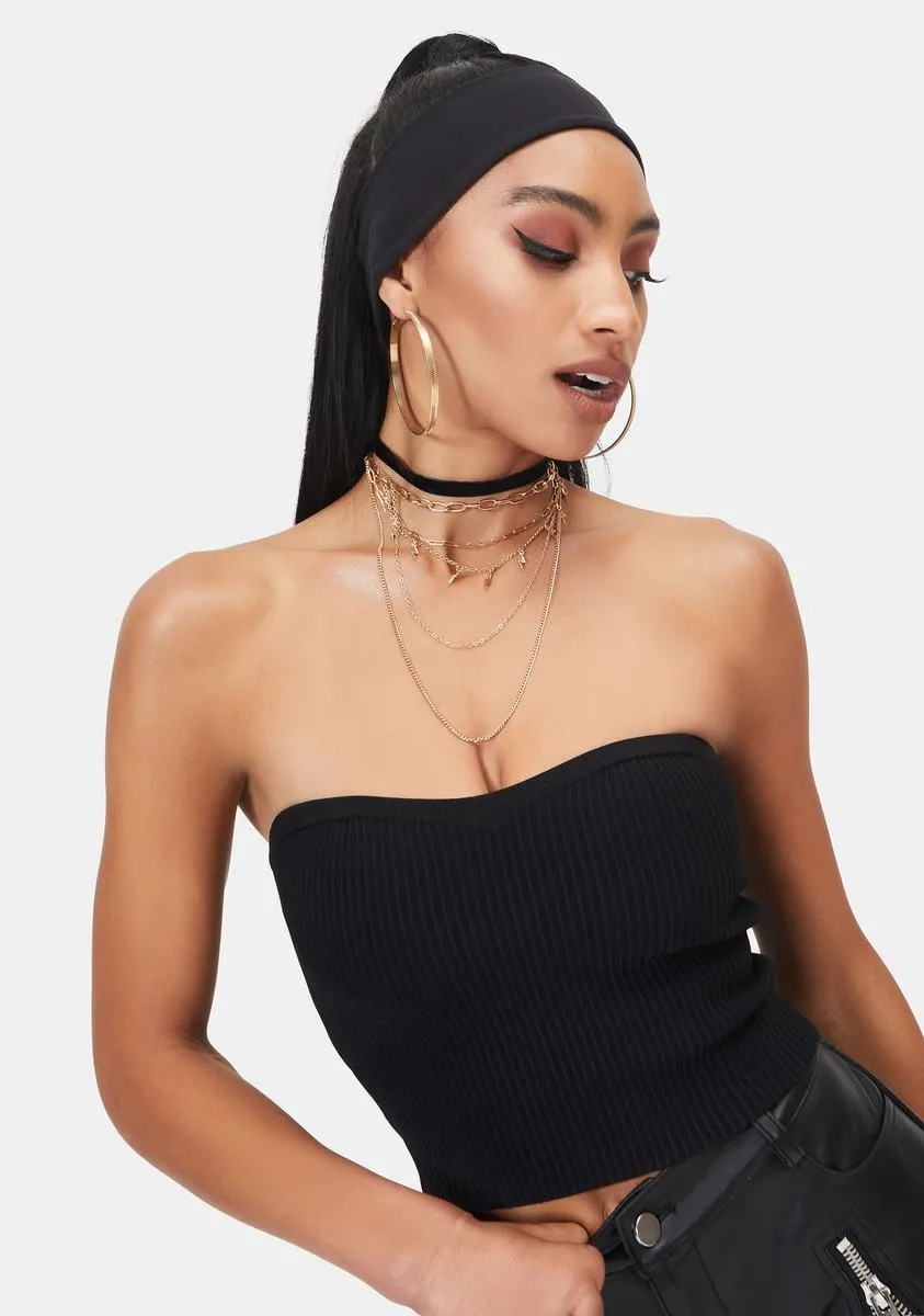 Night Pop To The Top Sweater Tube Top