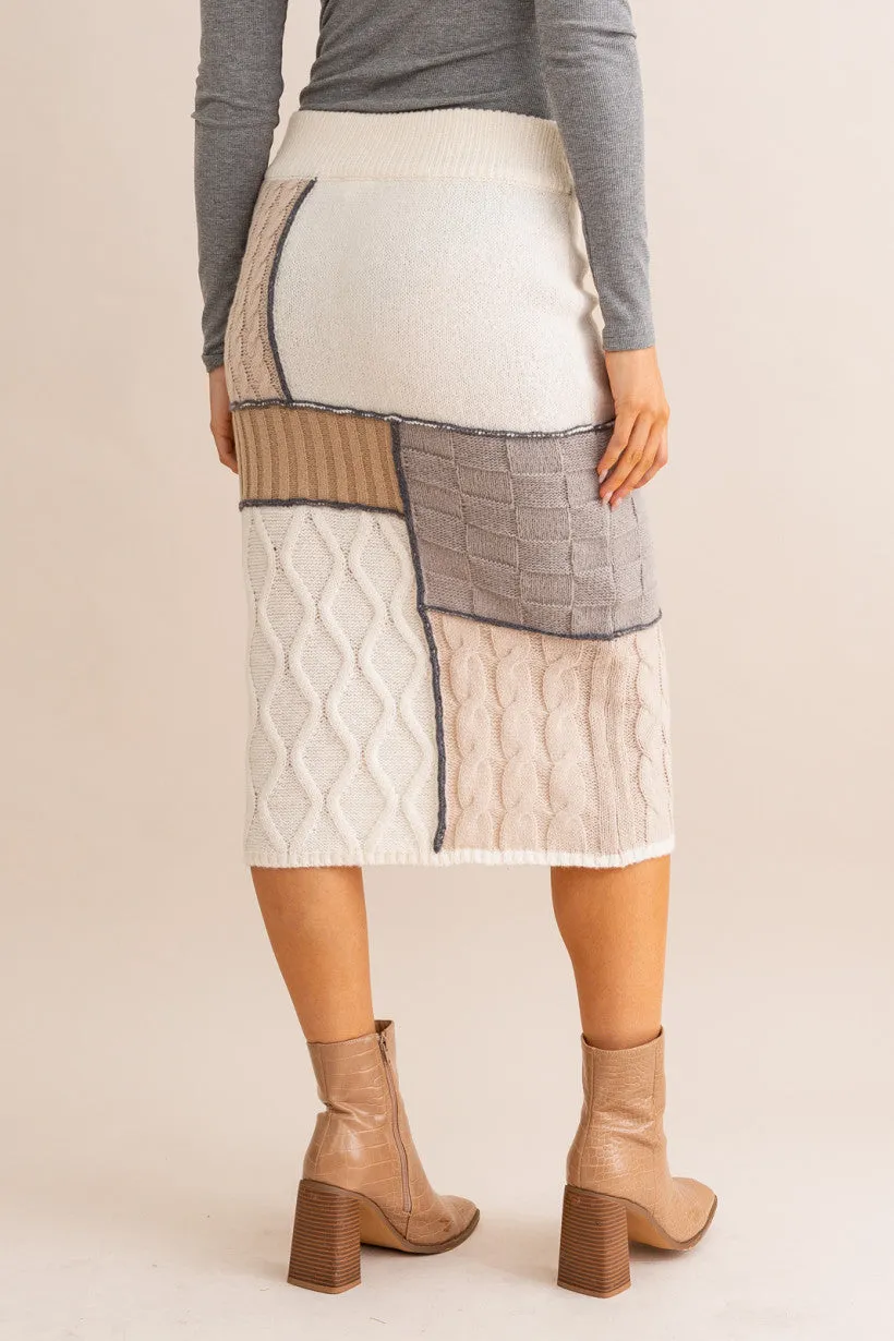 Patchwork Sweater Midi Skirt