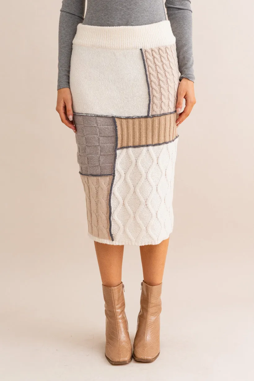 Patchwork Sweater Midi Skirt