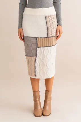 Patchwork Sweater Midi Skirt