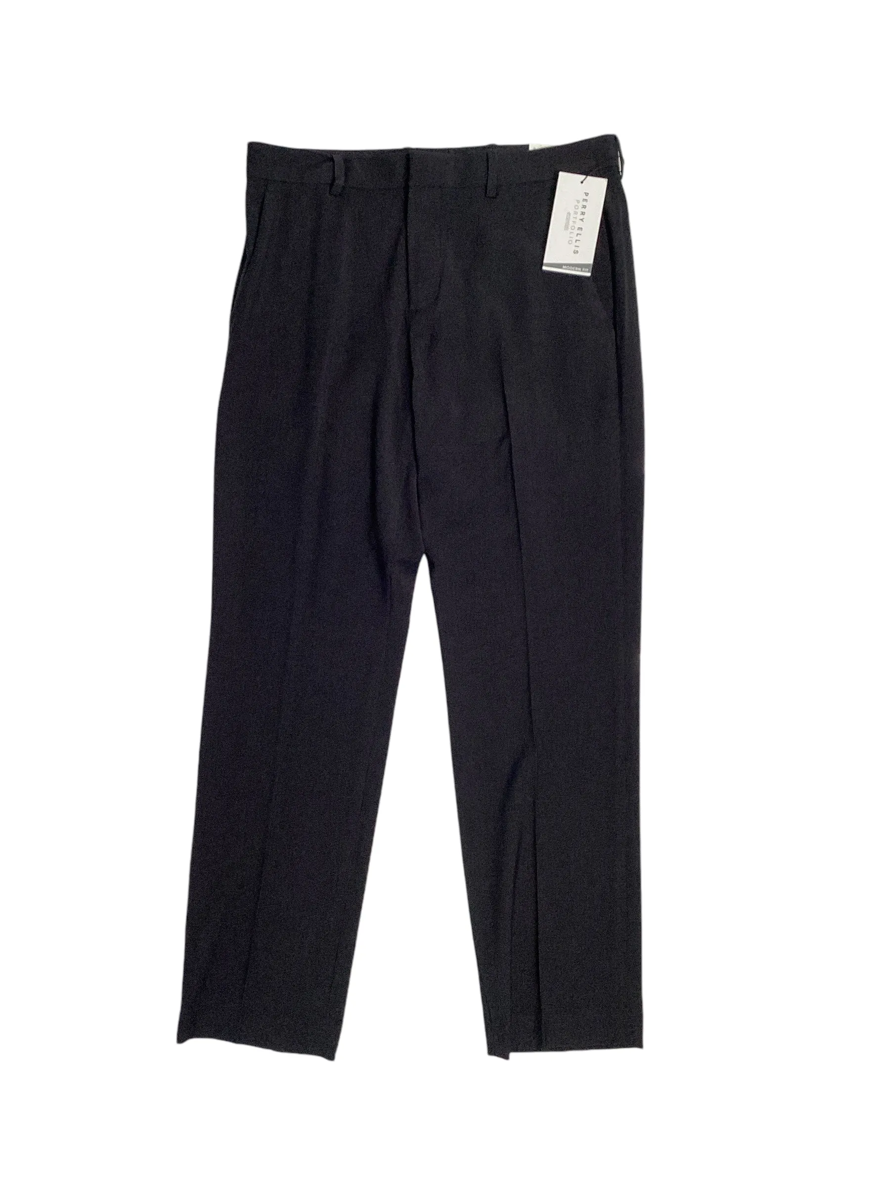 Perry Ellis Portfolio Mens Modern Fit Check Suit Dress Pants Black 30 x 30