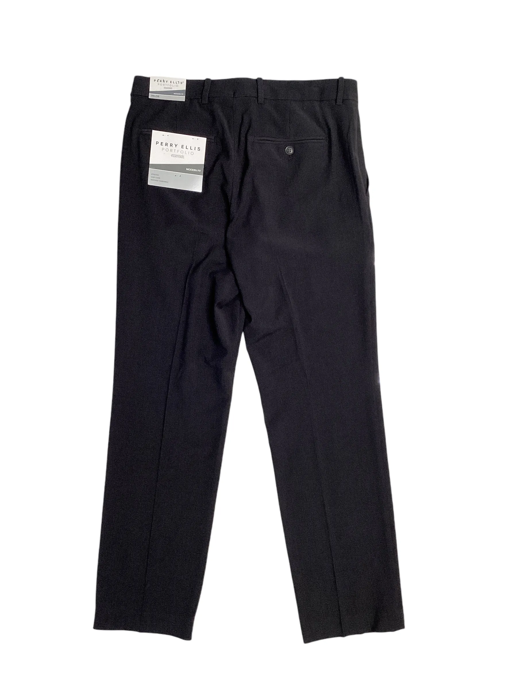 Perry Ellis Portfolio Mens Modern Fit Check Suit Dress Pants Black 30 x 30