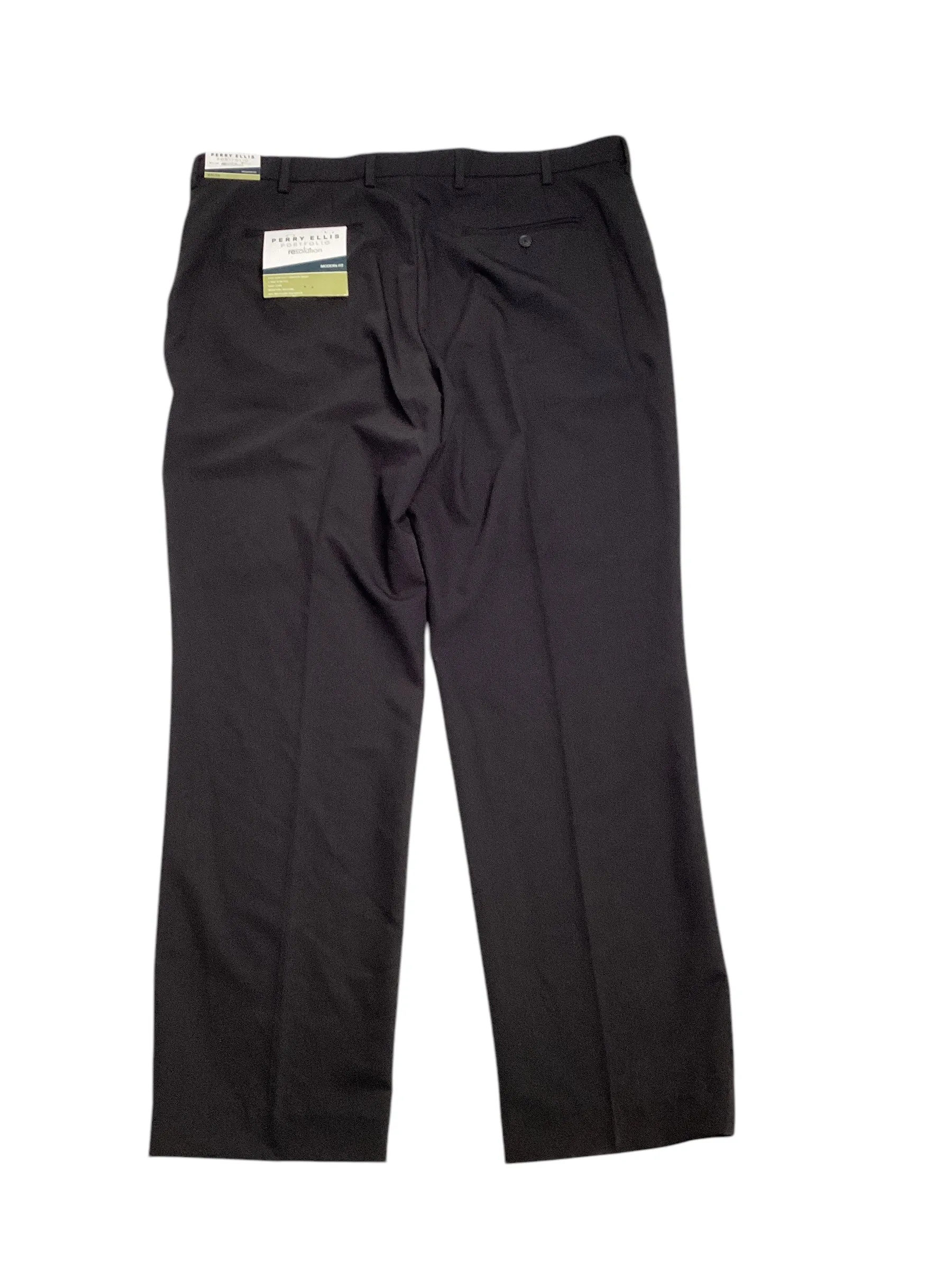 Perry Ellis Portfolio Mens Modern fit Dress Pants 34 / 32 Black Solid