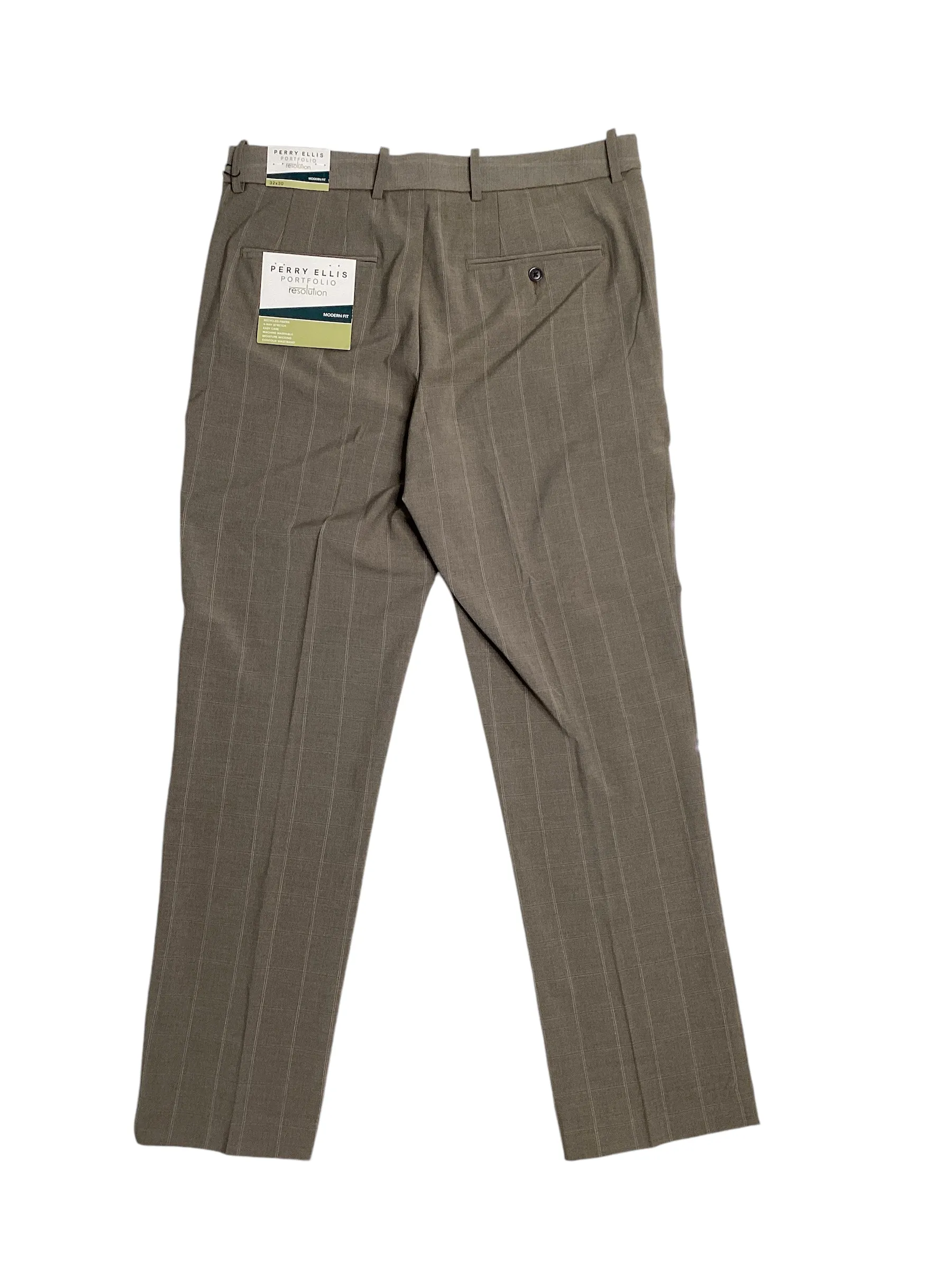Perry Ellis Portfolio Modern Fit Stretch Suit Dress Pants Dark Beige 40 x 30