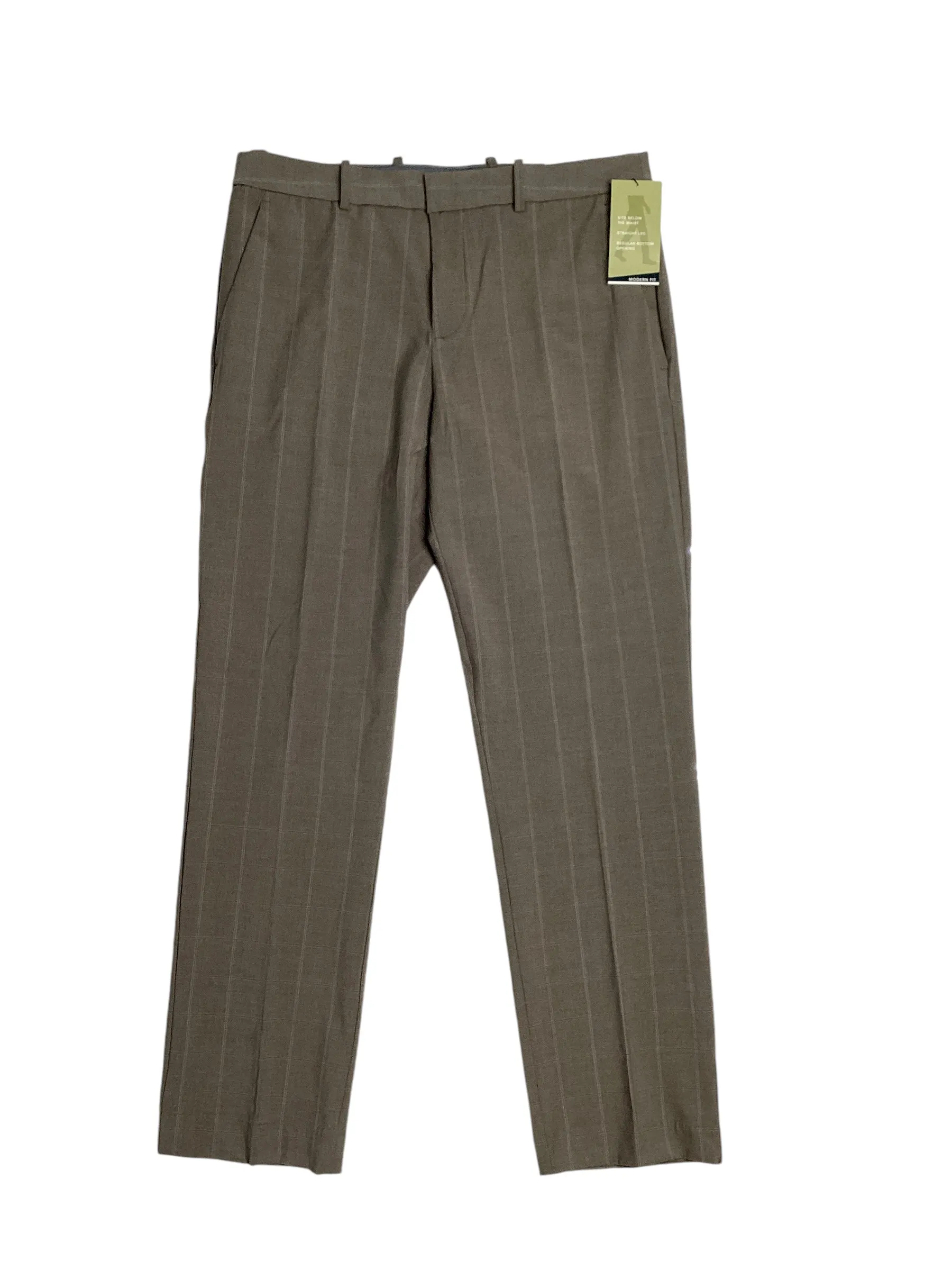 Perry Ellis Portfolio Modern Fit Stretch Suit Dress Pants Dark Beige 40 x 30