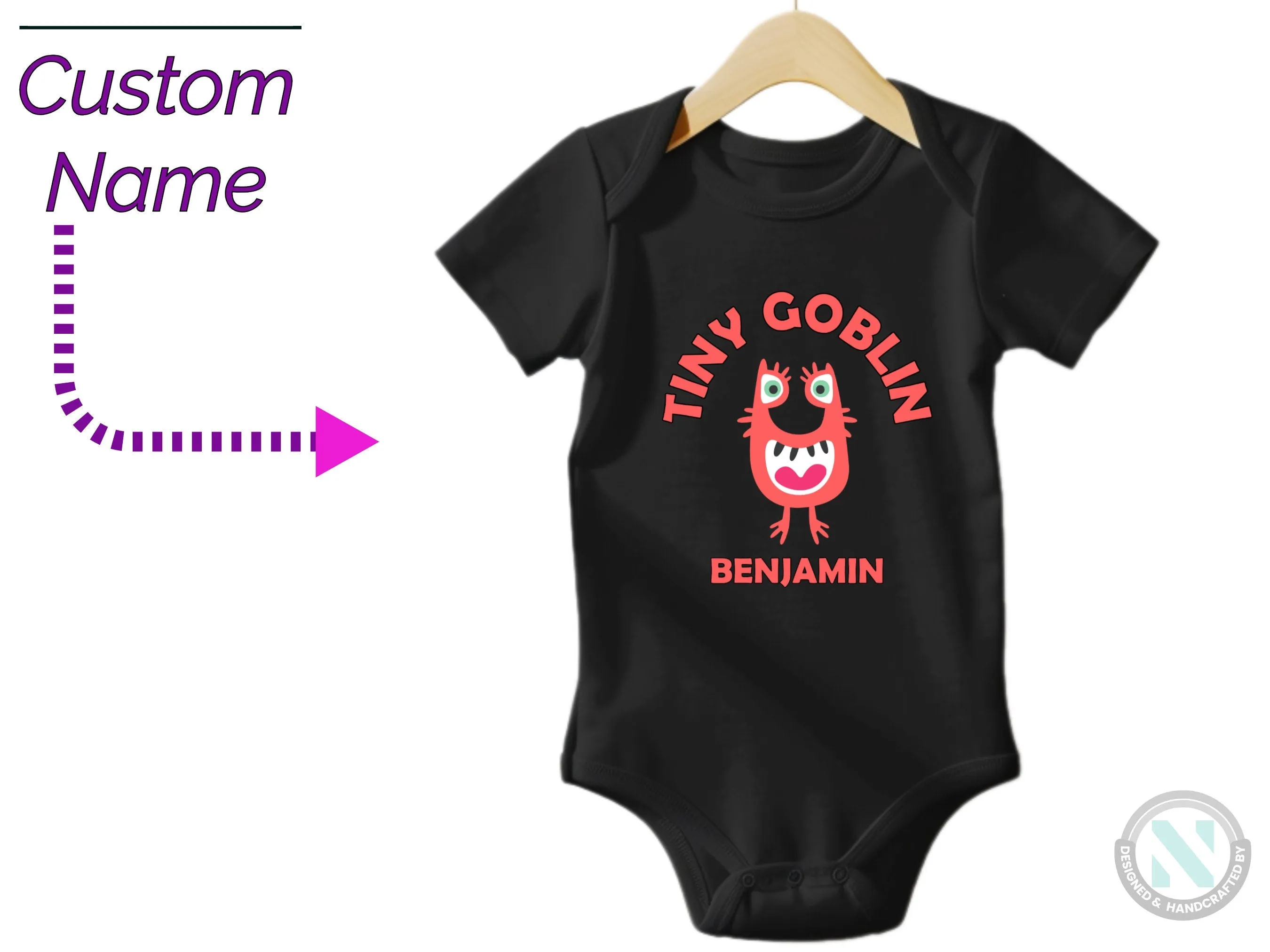 Personalize Baby Halloween Bodysuit With Tiny Go Blin, Perfect 1st Halloween Party
