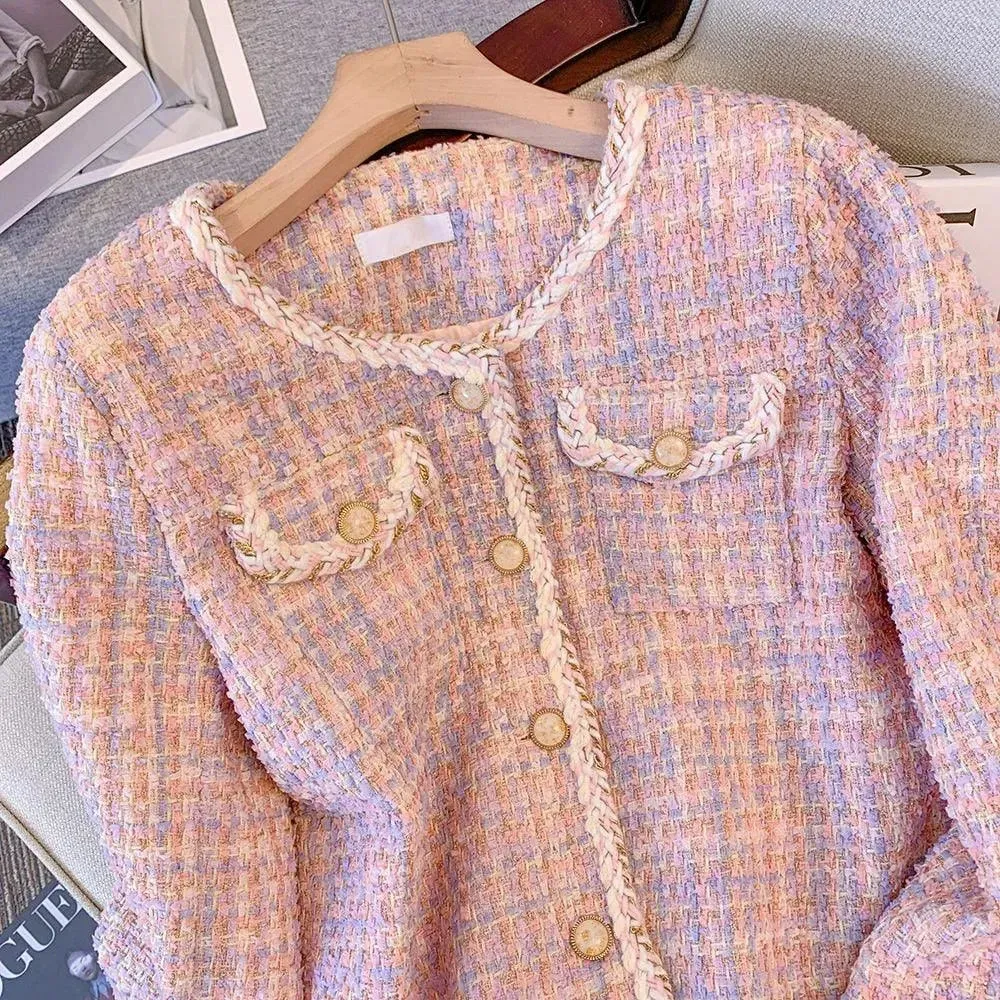 Pink Plaid Tweed Jacket