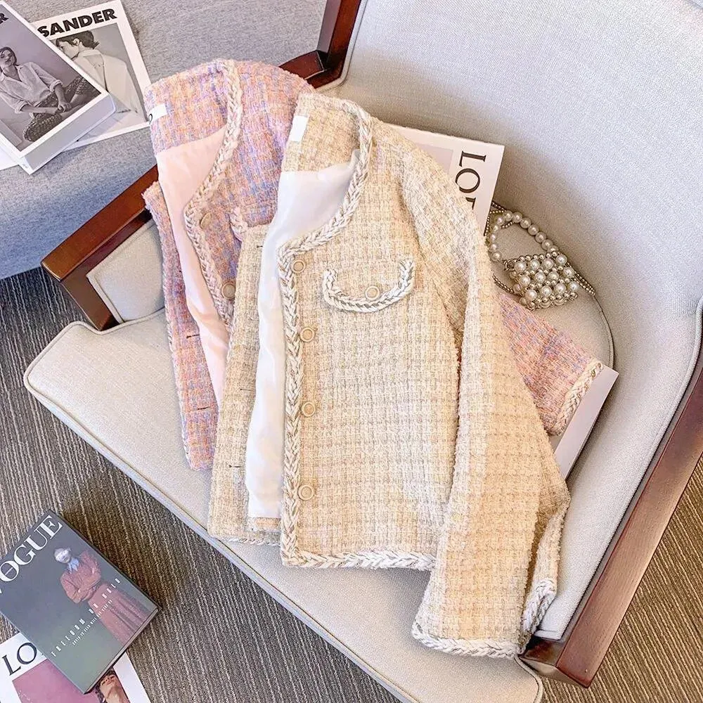 Pink Plaid Tweed Jacket
