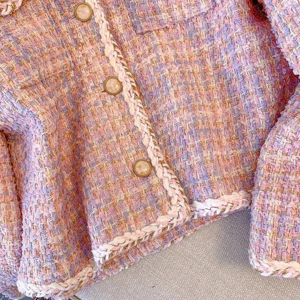 Pink Plaid Tweed Jacket