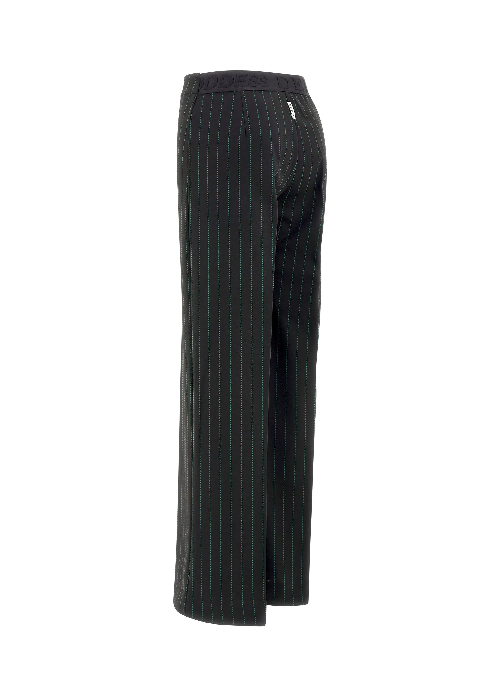 Pinstriped wide leg pants - black/green