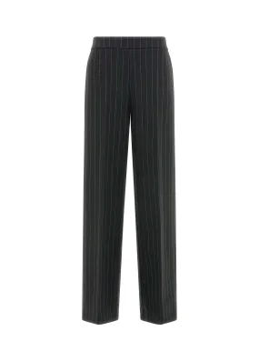 Pinstriped wide leg pants - black/green