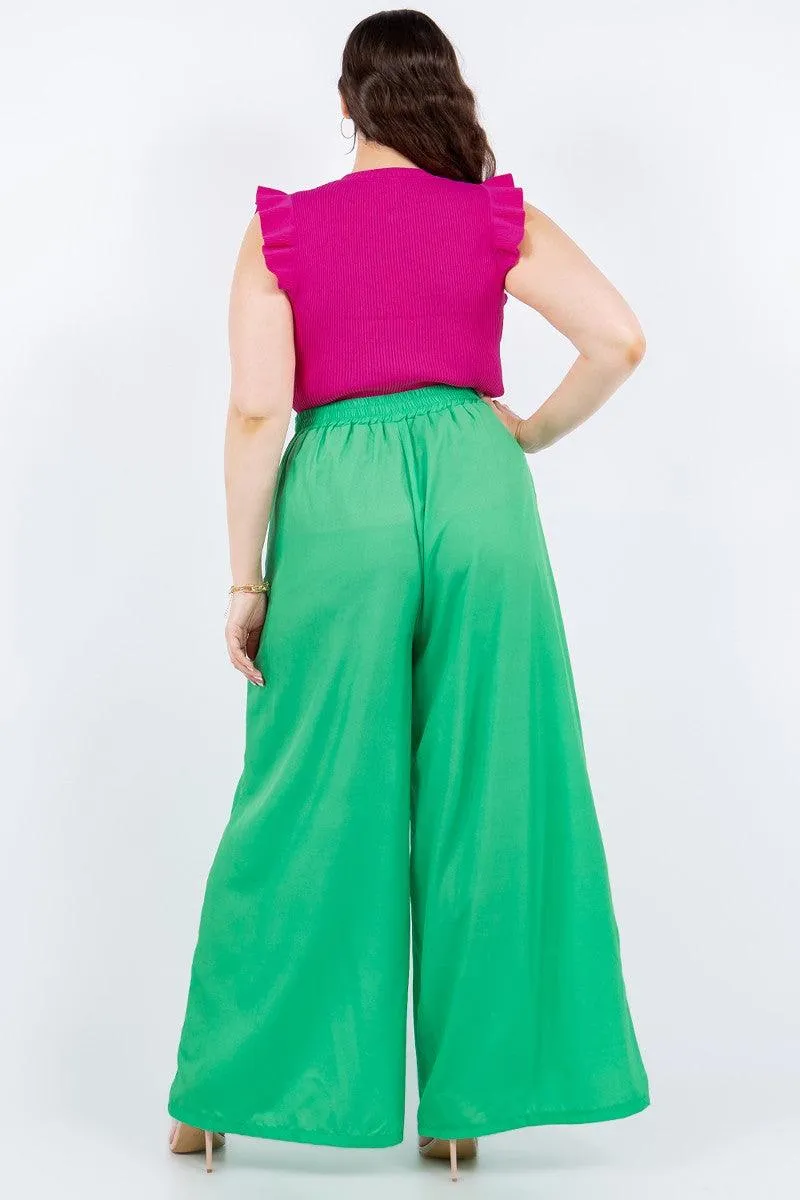 PLUS high waist wide leg pants