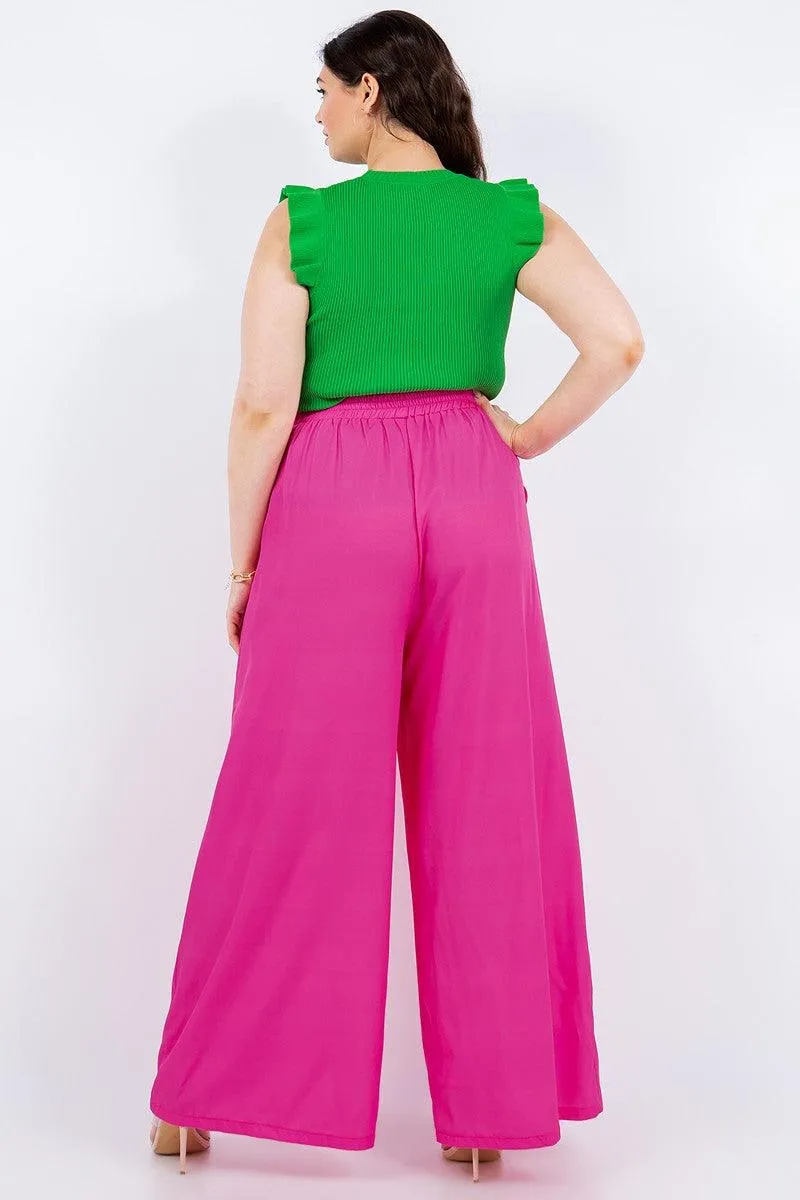 PLUS high waist wide leg pants