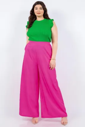 PLUS high waist wide leg pants