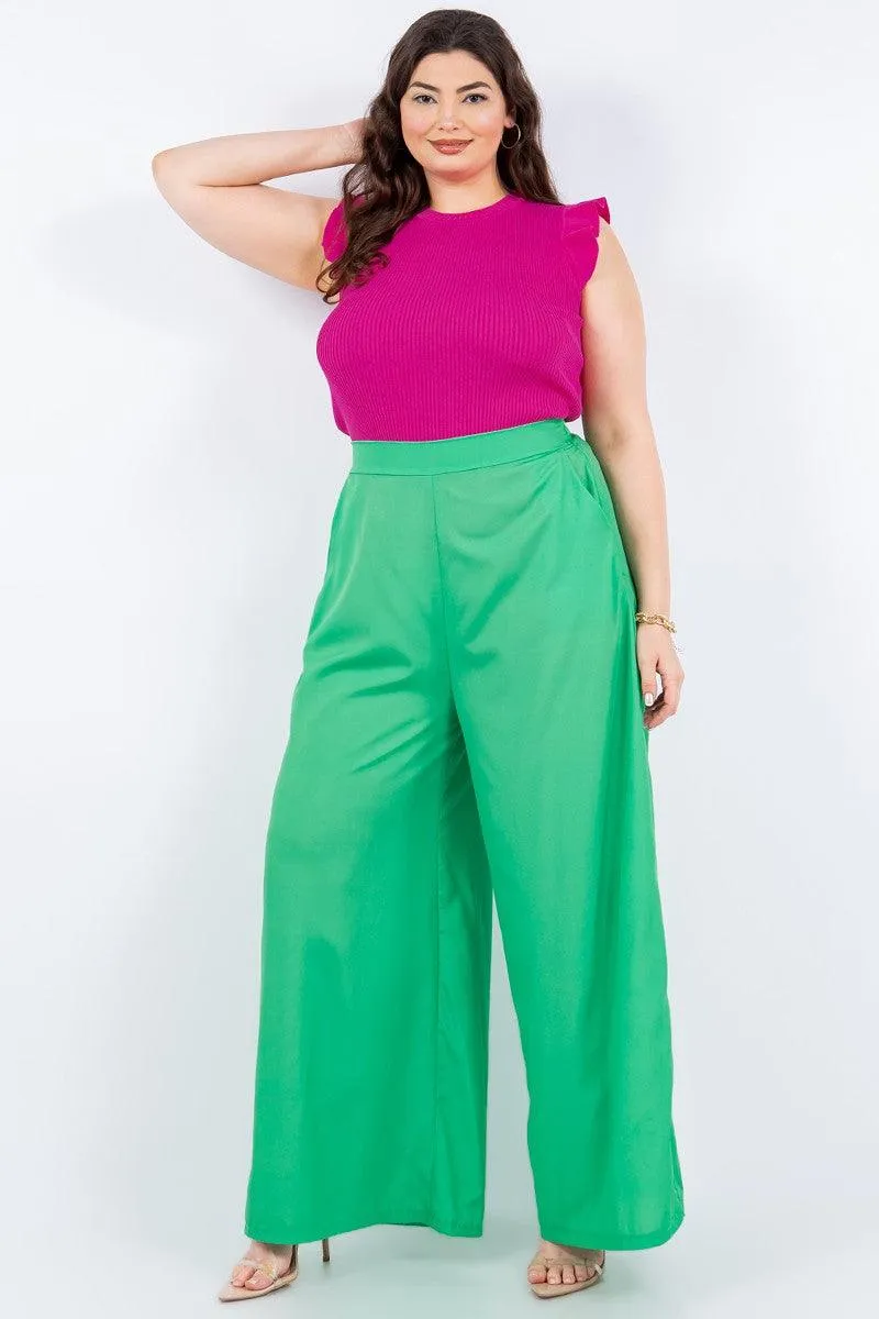 PLUS high waist wide leg pants