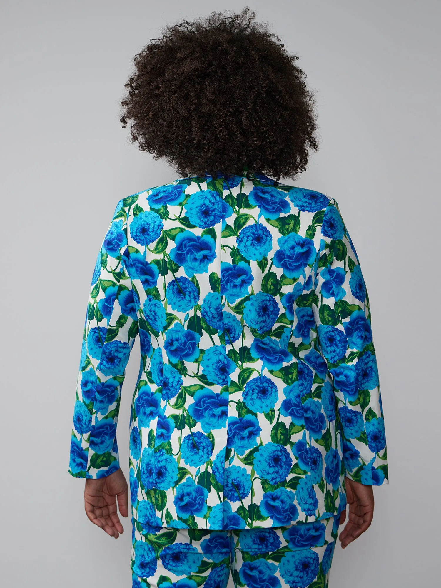 Plus Single Breasted Floral Blazer