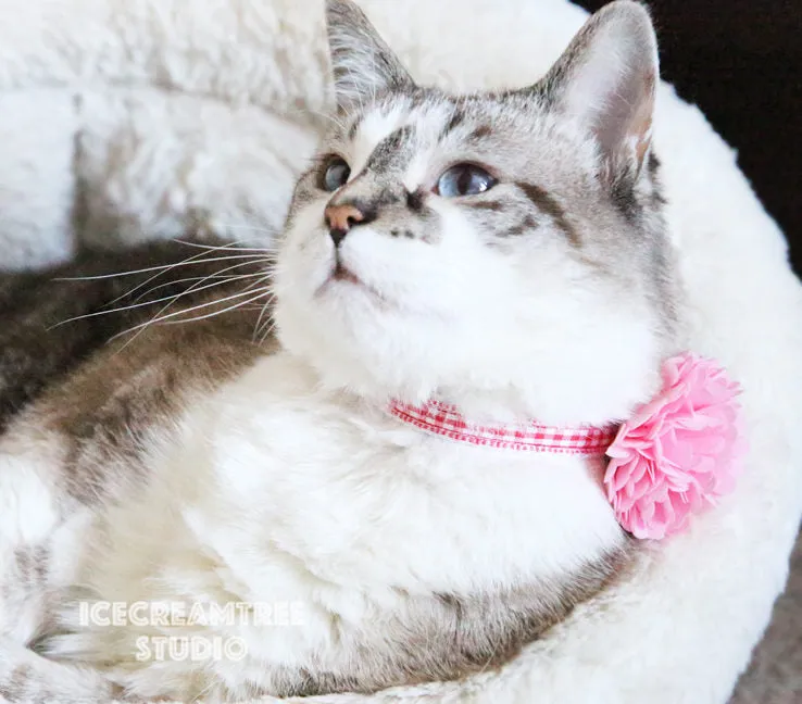PomPom Purple Bloom Collar Slide On - Small Flower Collar Accessory