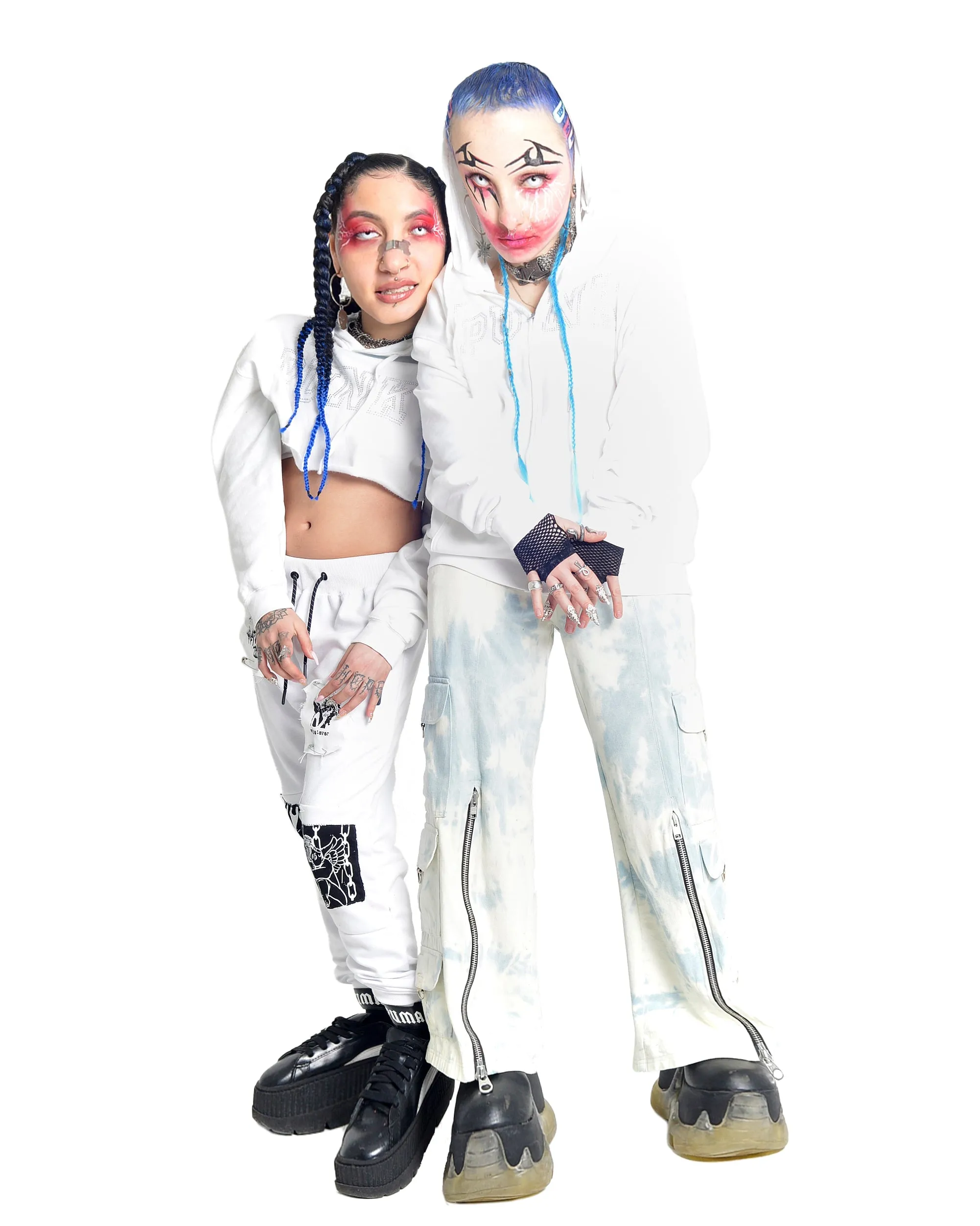 PUNK Crystal Hoodie Sweatsuit Combo (Crop or full length zipup hoodie)