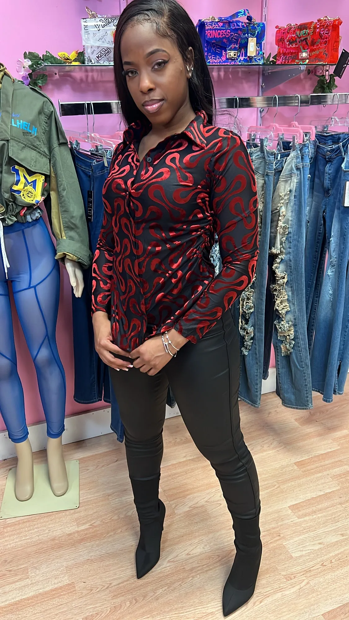 Red Velvet Blouse