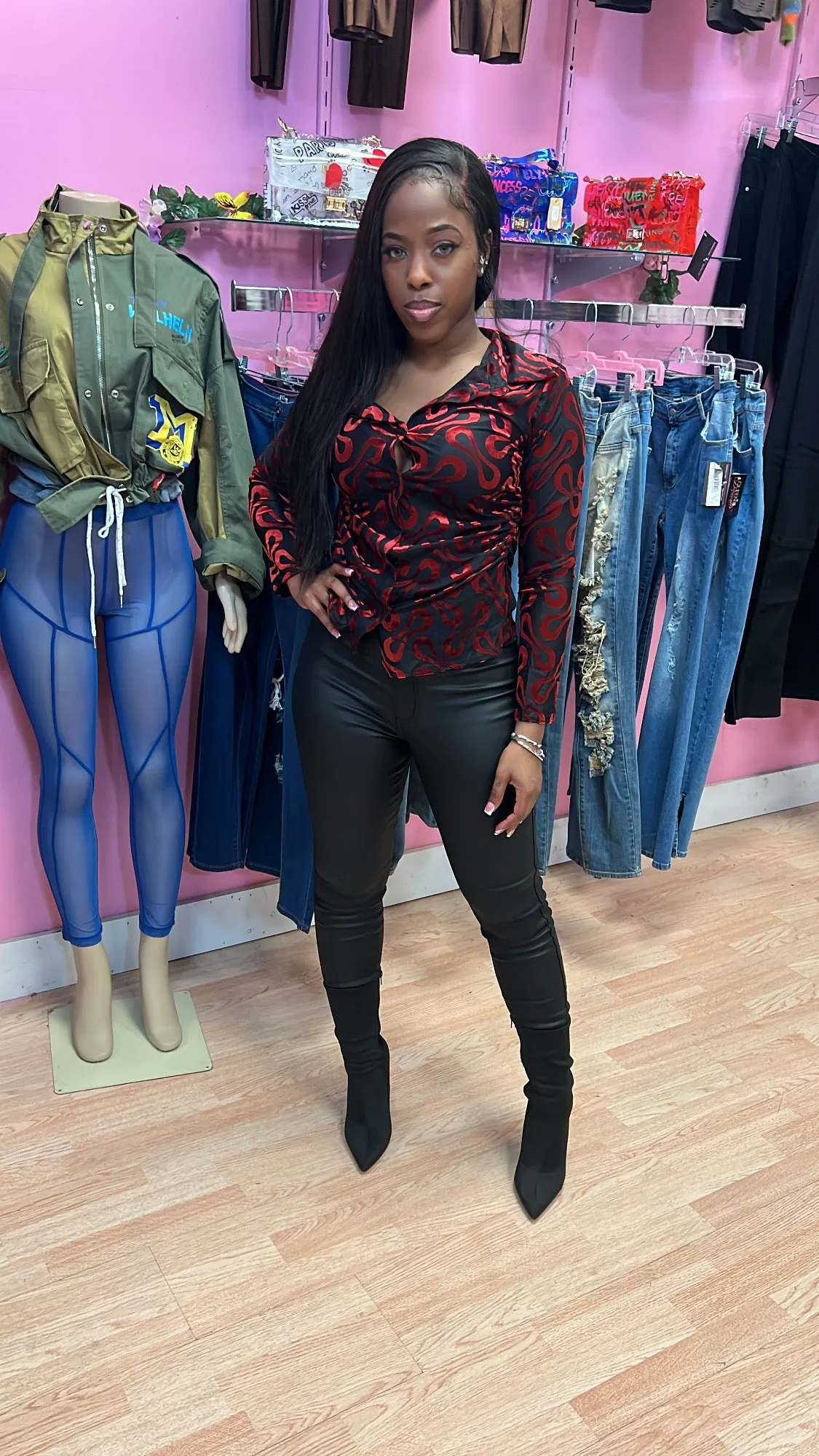 Red Velvet Blouse