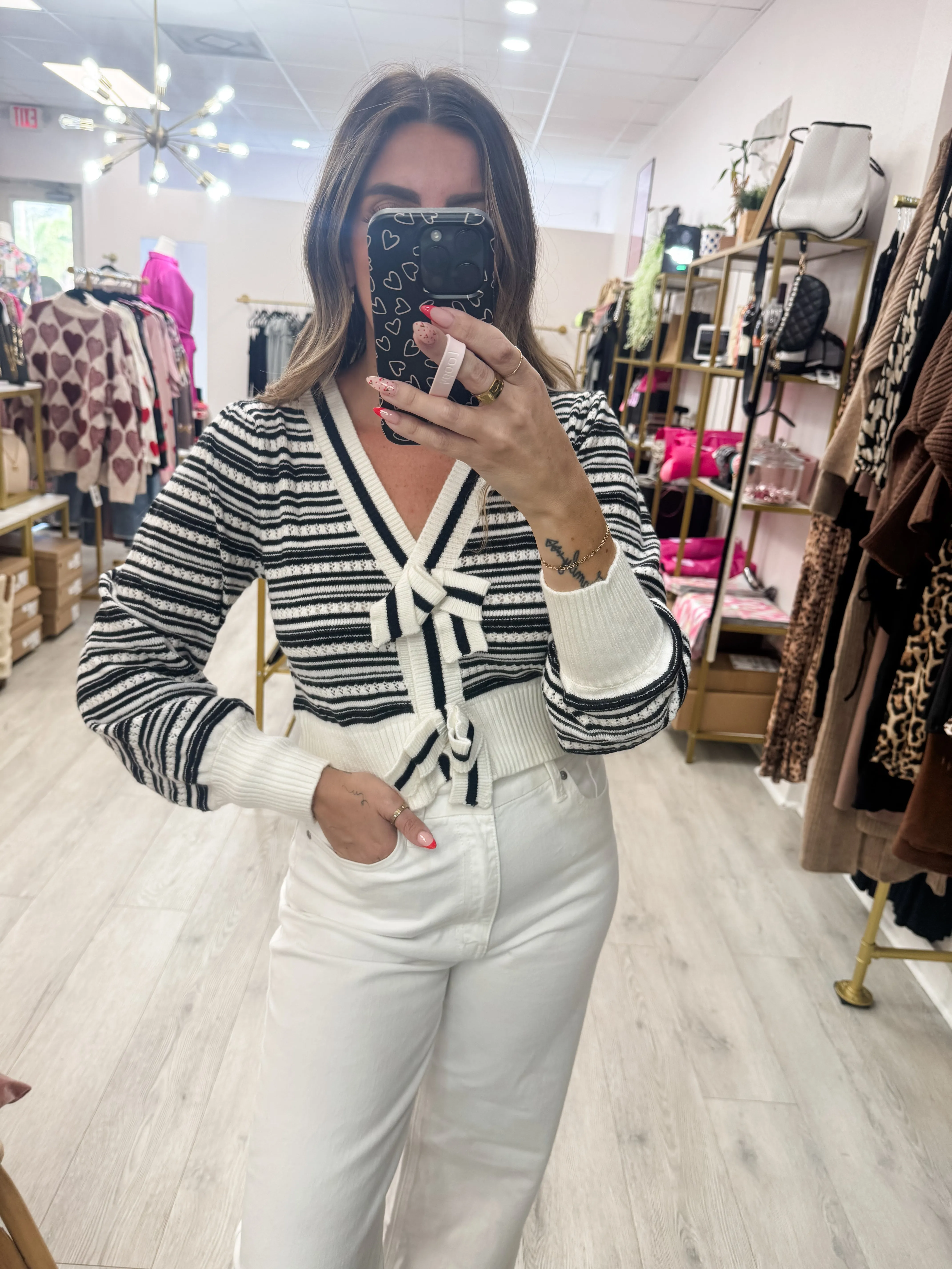 Ribbon Button Cardigan